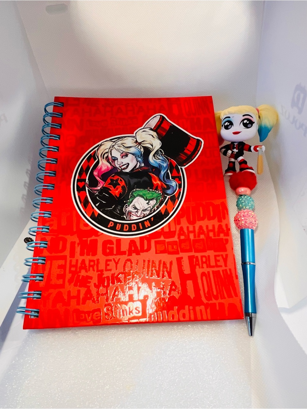 Bundle Harley Quinn 'Puddin' Spiral Notebook with Character Pen